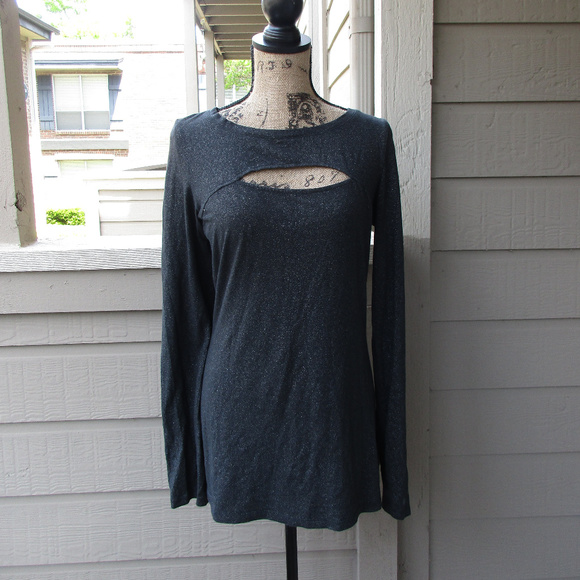 Express Tops - Express Sexy Basic Tee Shimmer Knit Cut Out Top L